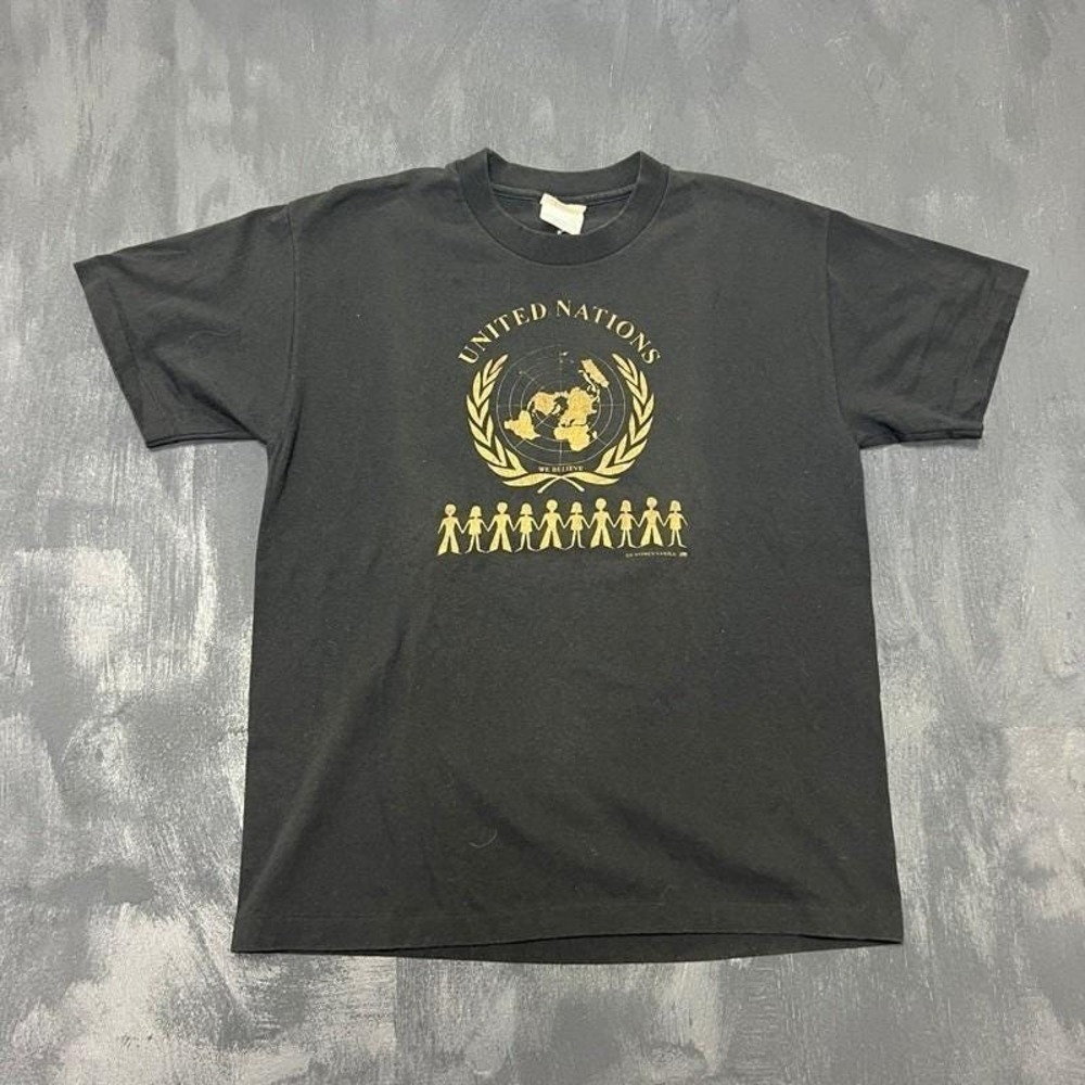 Vintage United Nations Shirt Mens Medium Black 1990s